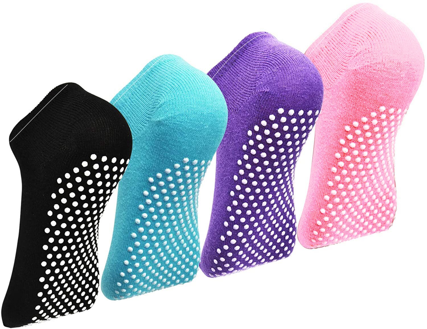 Chaussettes de Yoga pour femmes, lot de 4, antidérapantes, pour Ballet, Trampoline, gymnastique: 4pairs b