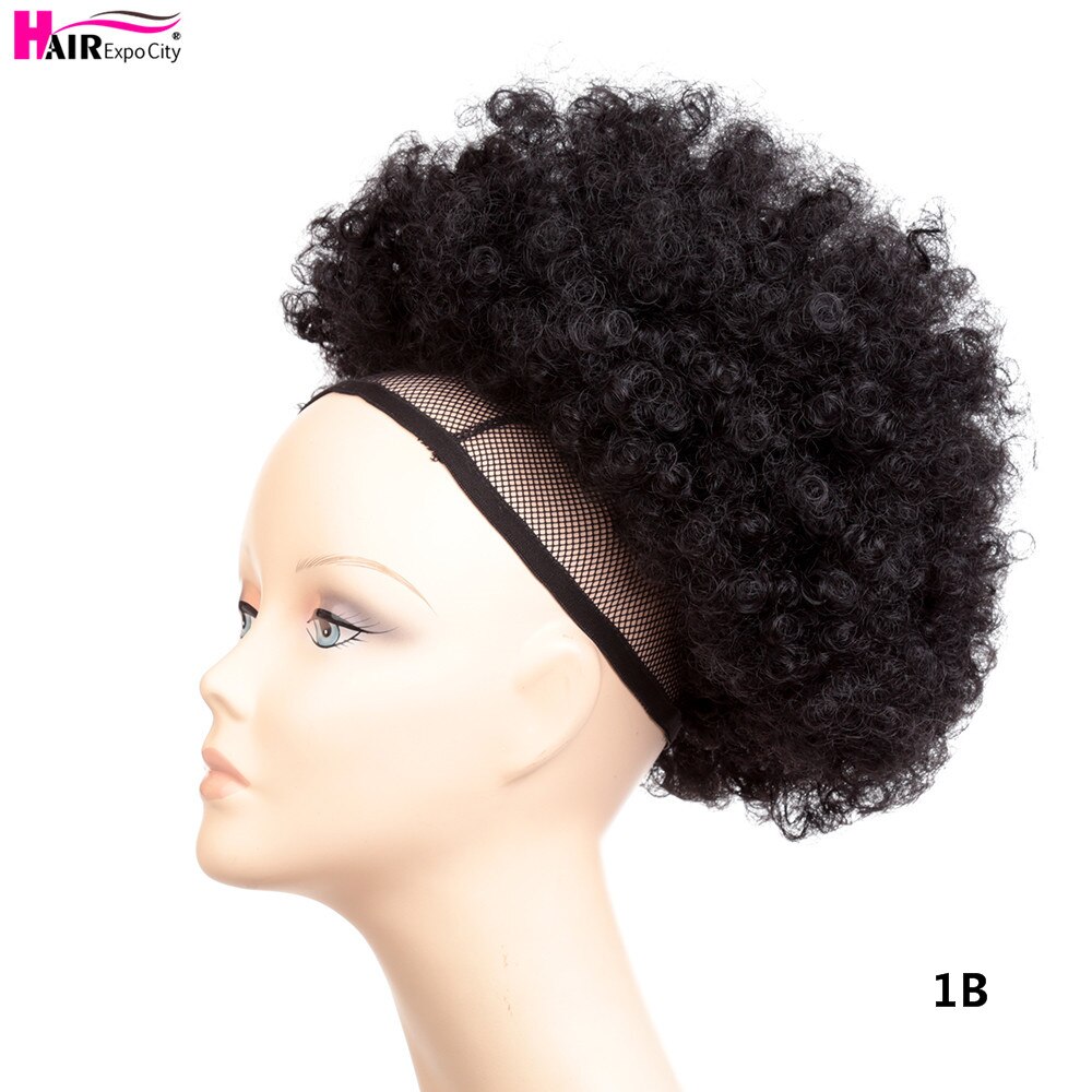 10" Short Curly Synthetic Hair Chignon Postiche Chignon With Two Plastic Combs Ponitail Buns For Women Wedding Chignon Mariage: #1B