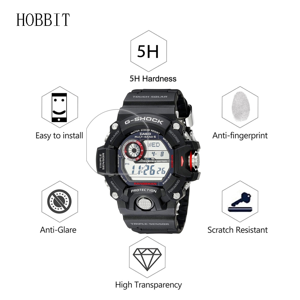 3 st för casio  gw9400 herrar gshock sportklocka skärmskyddsfilm för gw -9400-1cr gw -9400-3cr gw -9400j-1jf reporfolie