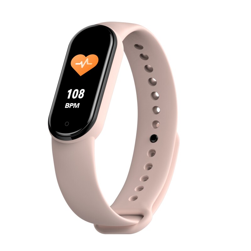 M5 smart watch de presión arterial, oxígeno en sangre ejercicio de seguimiento de contador de paso respirar IP67 pulsera inteligente: pink