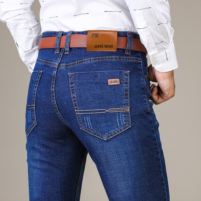 Jean de pour homme, pantalon de Cowboy classique, Slim, extensible, coupe régulière, en Denim, à la ,
