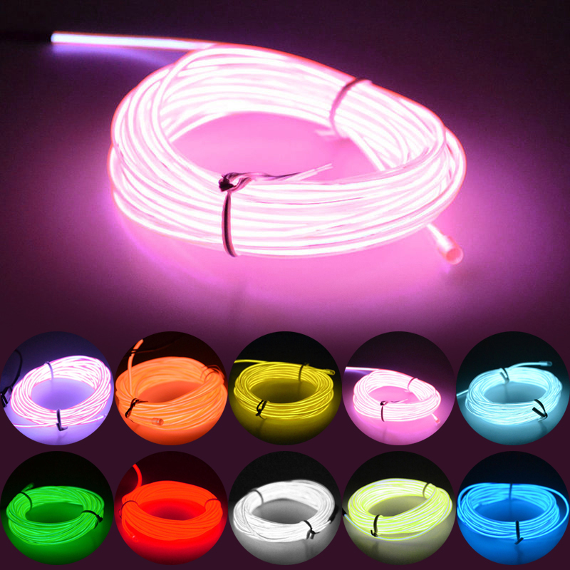 Cable de alambre LED de neón para de baile de Navidad, luz luminosa para decoración de coche, Rave, 1m/3m, novedad
