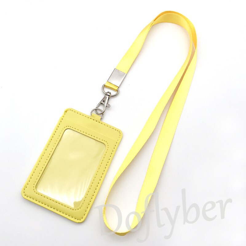 ID Work Card Holder with 15mm Neck Strap Rope Set Bank Employee Name Tag Badge Exhibition Lanyard Company Office Supplies: Yellow