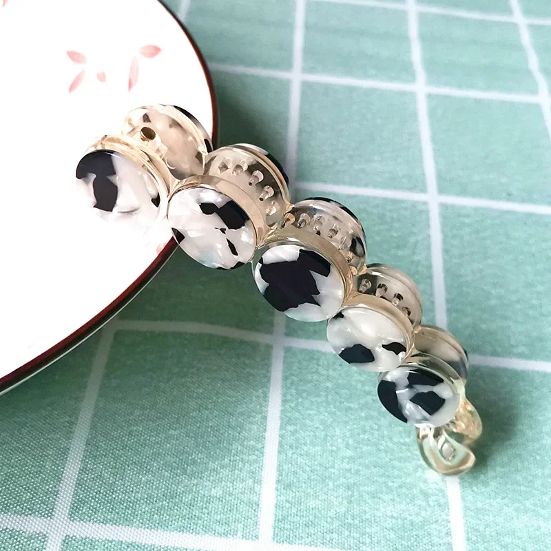 Simple Marble Pattern Banana Clip Women Acetate Leopard Ponytail Holder Hair Clip Casual Tortoiseshell Large Hairpin: PURPLE