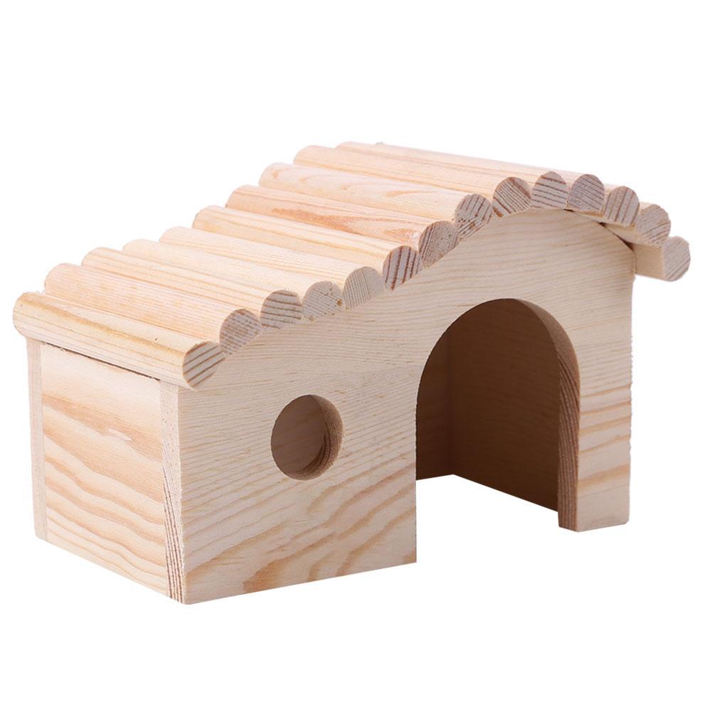 Wooden Hamster Nest Sleeping House Hut Toy Hedgehog Bed Dodge Assembly Chinchilla Mouse Hamster Nest Pad Small Animal Supplies