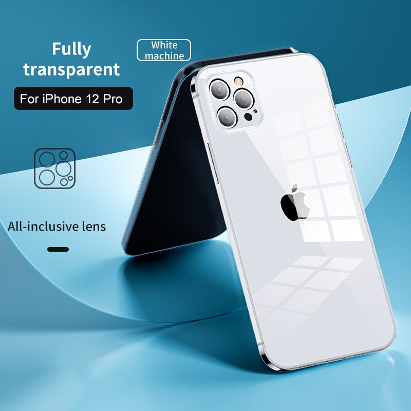 IHaitun-funda de cristal de lujo para iPhone 12 Pro Max, cubierta de cristal transparente ultrafina para iPhone 12Pro 12 Mini, borde suave: Transparent / For iPhone 12Pro Max