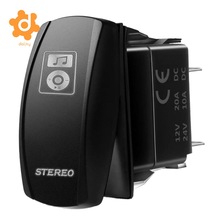 12V Black Rocker Switch Blue Stereo LED Work Fog Driving Light Bar 5 Pin