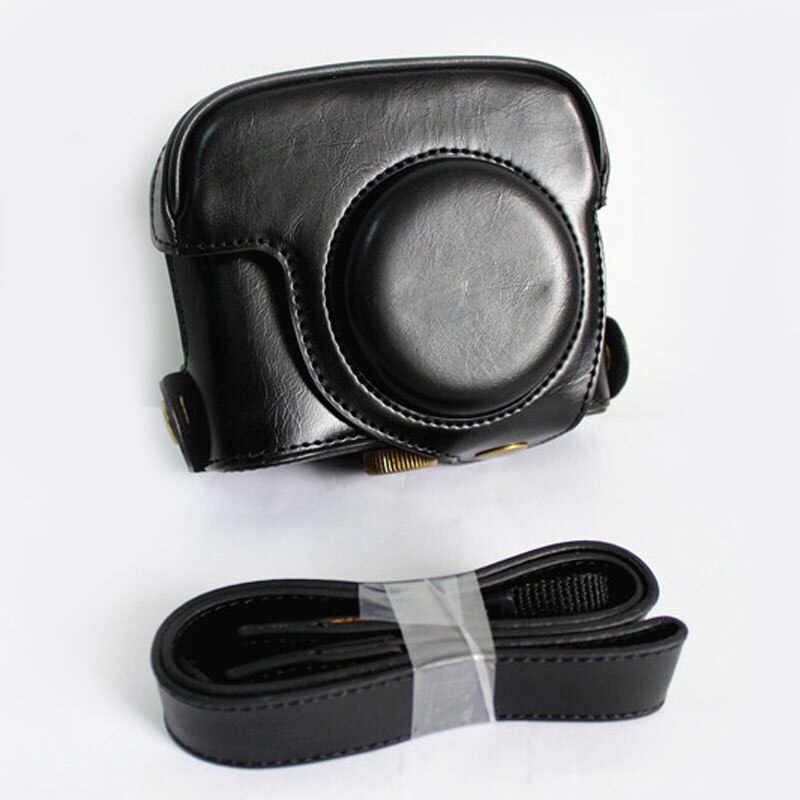 Leather Camera case bag Grip Strap for Canon POWERSHOT G15 G16: Black