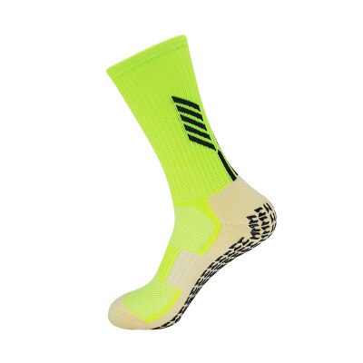 Unisex skridsikker fodbold skridsikre sportsstrømper fodbold atletisk sport afslappet skridsikker voksne medium korte sokker: Fluorescerende grøn