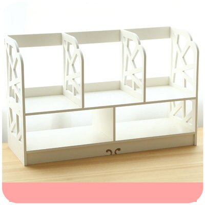 Organizador de escritorio de madera blanco, soporte para libros, papelería, sujetalibros decorativo, organizador de libros: D
