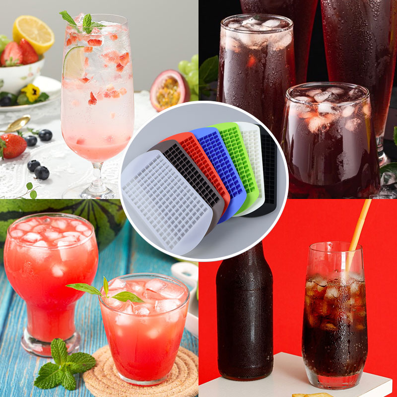 160 Grid Mini Silicone Ice Tray Ice Cubes Foldable Ice Mold Ice Breaker Ice Grid Tray Small Square Mold Ice Maker Silicone Mold