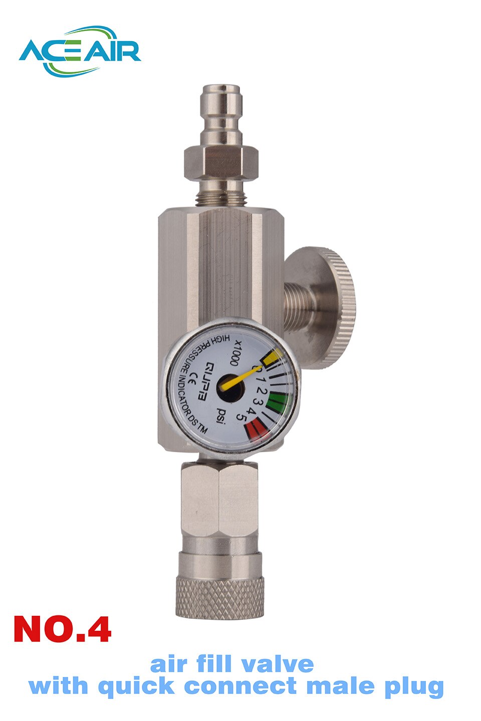 Stazione di riempimento HP 300sbarra/4500psi riempimento acciaio inossidabile: fill valve QC spina