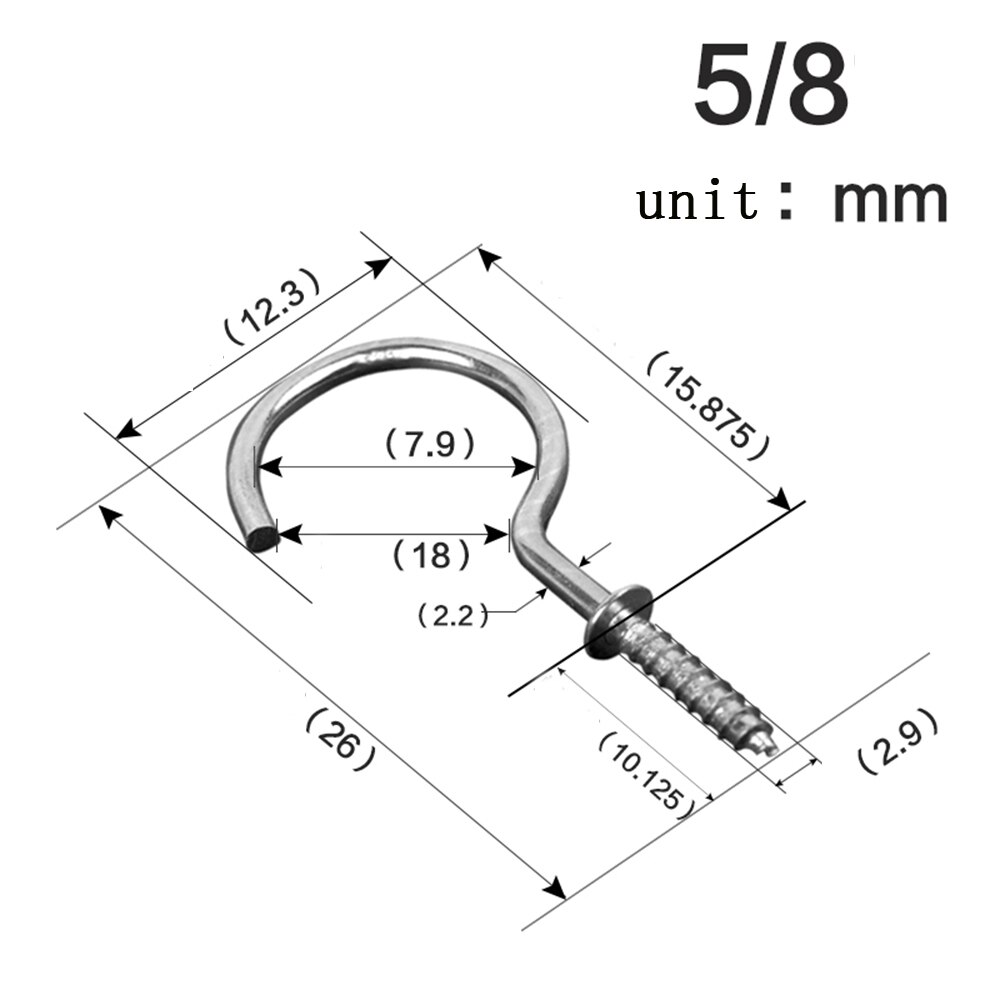 Nickel-plated metal ceiling hook, screw hook, cup hook, hanging cap nail, hanger, ，8 different sizes: 100pcs-26mm