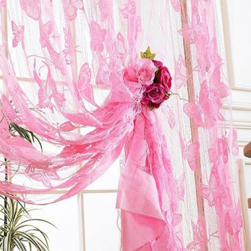 1 Piece Lace Net Curtain Butterfly String Room Window Tassel Panel Decor UK: K