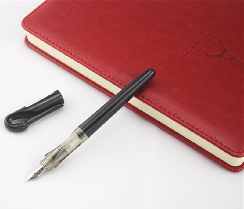 JINHAO-pluma estilográfica de metal swan de , pluma transparente de tinta de 0,5mm, papelería, suministros escolares de oficina, para nuevos estudiantes: Black