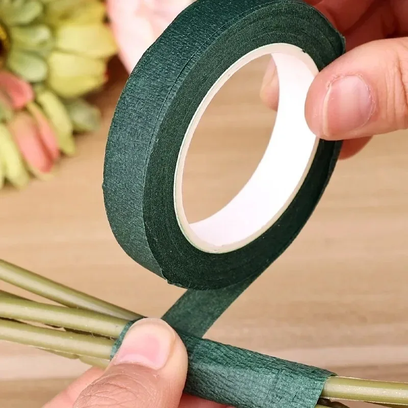 1/20 rollos de cintas florales de ramo verde, cinta autoadhesiva de papel para envolver estambres, decoración de flores DIY para accesorios de de boda de floristería