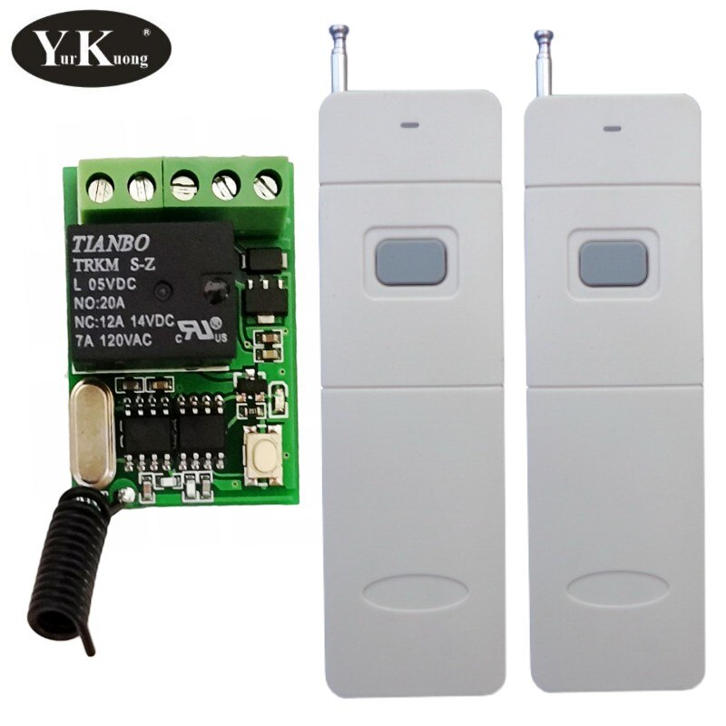 Long Distance remote control switch 5V 6V 7.4V 9V 12V Remote Control Push Button RF Wireless Switch 315 433 mhz Smart Home Alarm: 1Receiver2Remote / Latched
