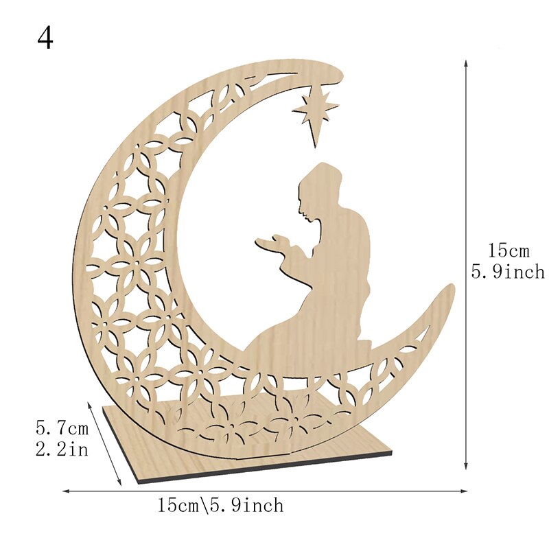 Eid Al-Fitr Decorations Wooden Crafts Carving Home Decorations Detachable Decorative Cartoon Handicraft Ornaments: 4
