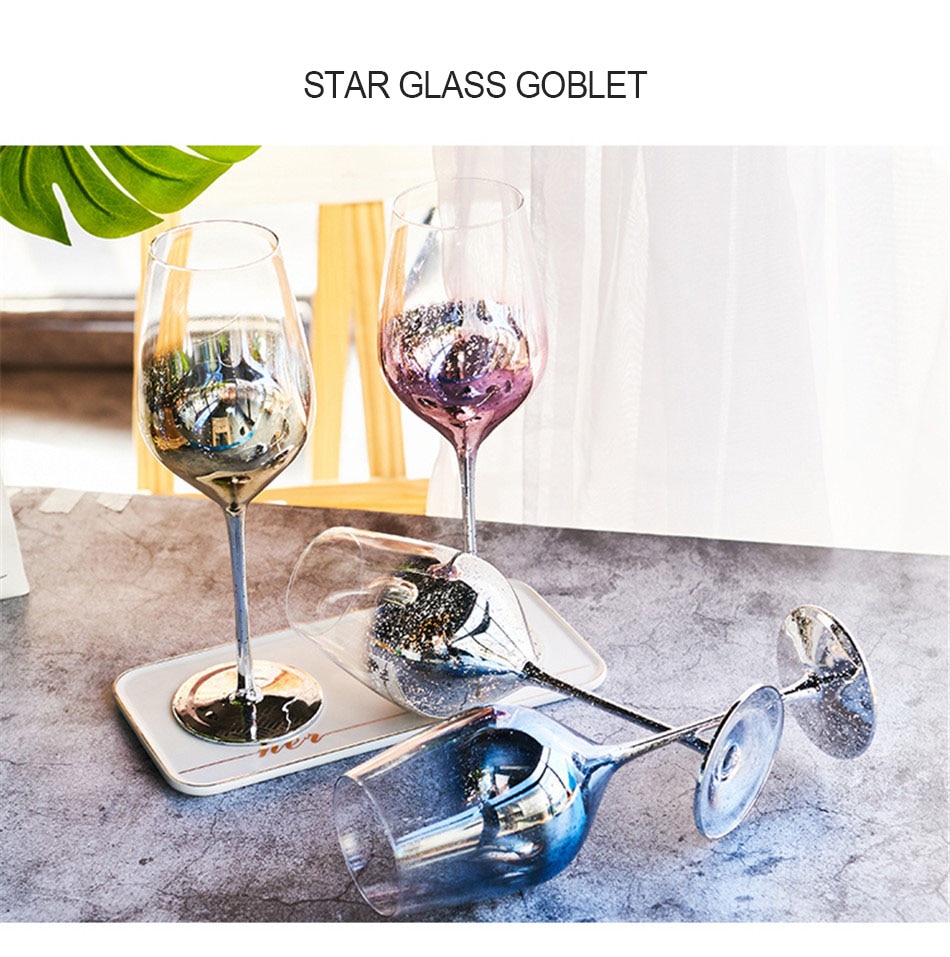 Färgglada rödvinsglas färgglada kristall champagne bägare bröllopsrostning glas fest middag dryck kopp heminredning