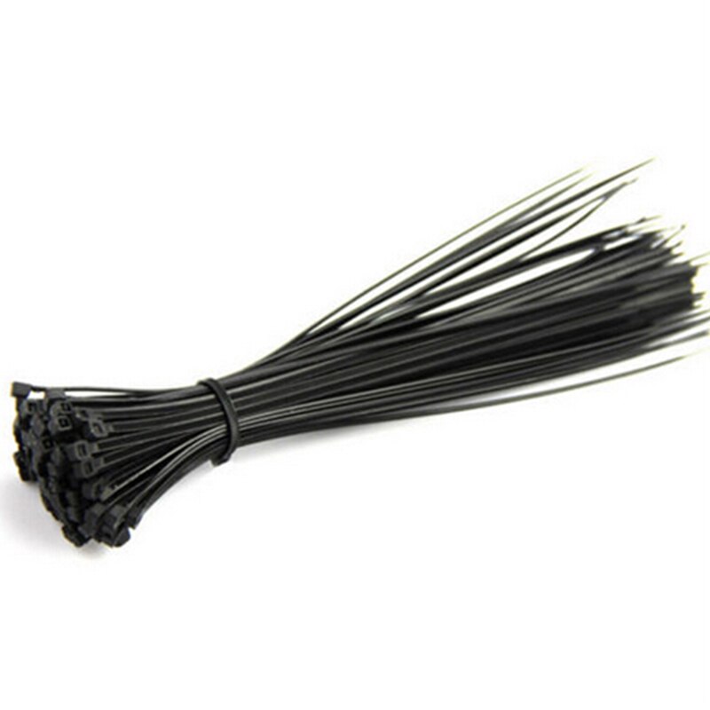 100 pièces auto-bloquant en plastique Nylon cravate noir câble cravate anneau de fixation câble cravate fermeture éclair enveloppes sangle Nylon câble cravate