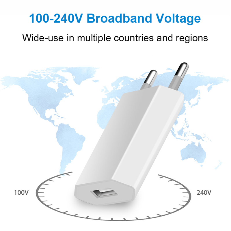 Cargador de pared USB de viaje con enchufe europeo y estadounidense, carga rápida de 5V/1A 4S para iPhone, 5, 5S, SE, 6, 6S, 7, 8 Plus, X, XS, Max, XR, adaptador de CA para teléfono móvil