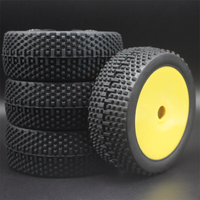 White Black Green Yellow Red RC 1:8 Off Road Car Buggy Rubber Tires & Plastic Wheel Rims HUB HEX: 81Y-801-4