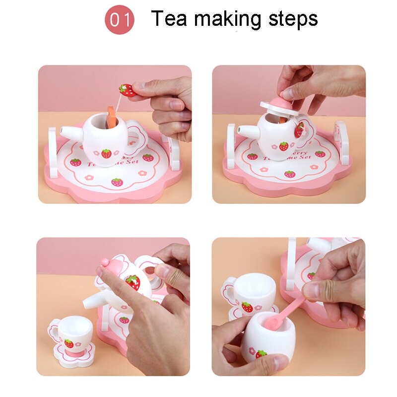 Simulation Wooden Kitchen Toy Tea Set Toy Puzzle Pretend Play House Toy Early Education Tableware For Girl