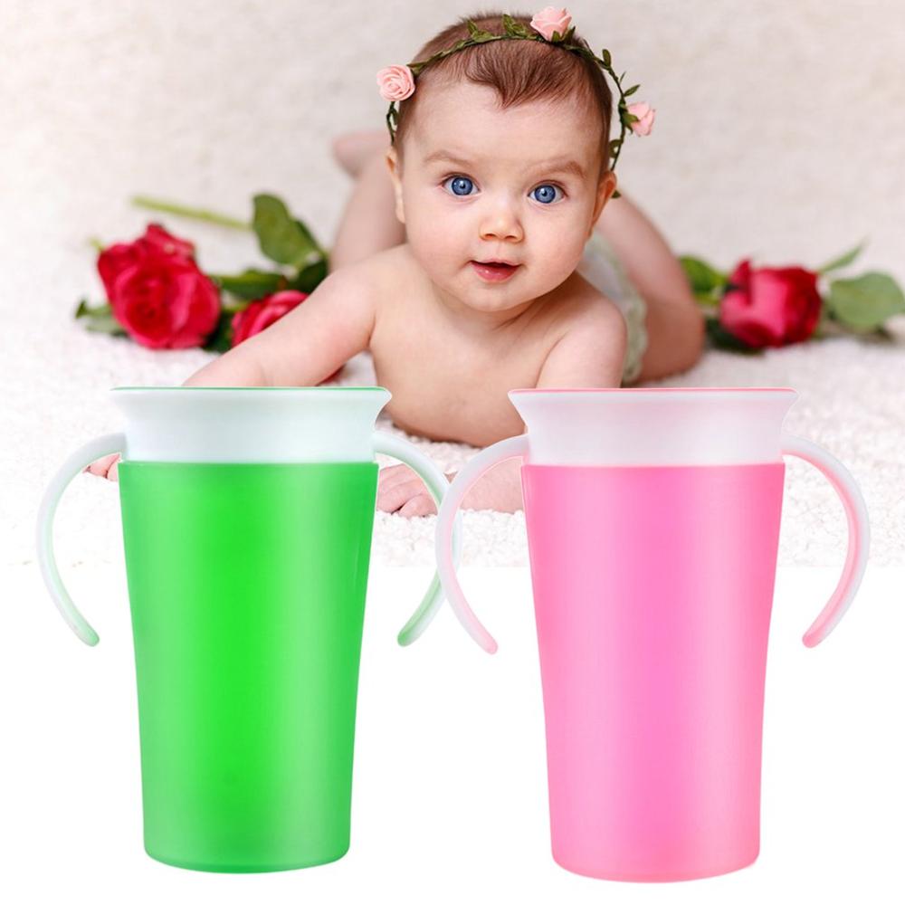 Baby Leren Drinkbeker 360 Graden Water Melk Stro Fles Met Handvat Lekvrije Veilig Leren Drinken Training Cup