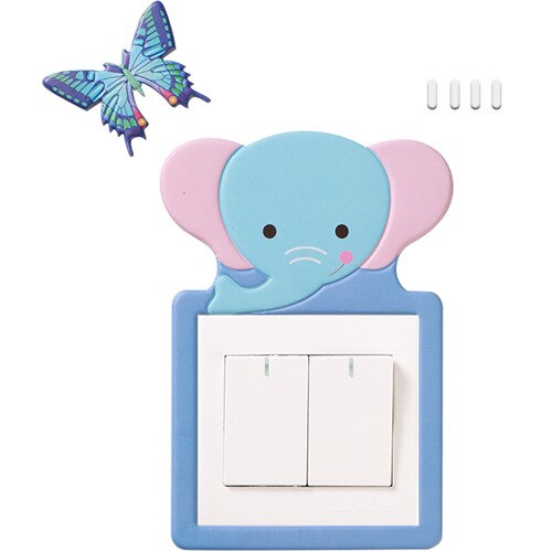 Leuke Dieren Olifant Schakelaar Sticker Remoable Muursticker Voor Kids Nursery Thuis Decal Decor: 1