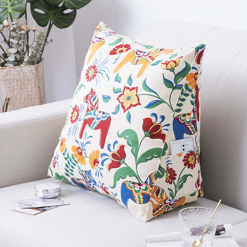 Soffa vilstol svankstödskudde med sidficka kontorssoffa ryggdyna bilryggstöd stol vilounderlägg: Häst / 45 x 25 x 50cm