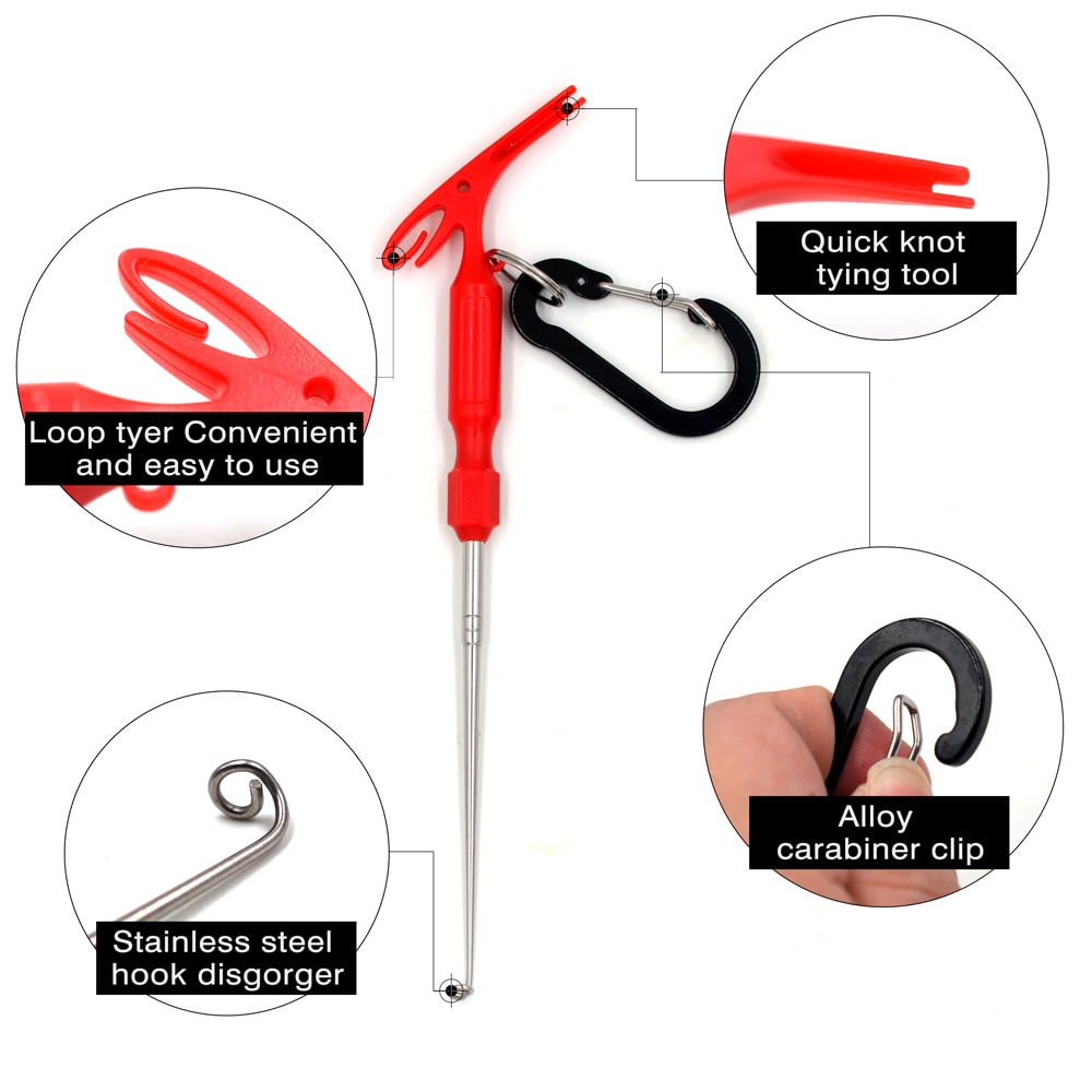 MNFT-herramientas universales de pesca para anudar clavos, removedor de anzuelos, lazo de atado rápido, herramienta Tyer y Clip de mosquetón