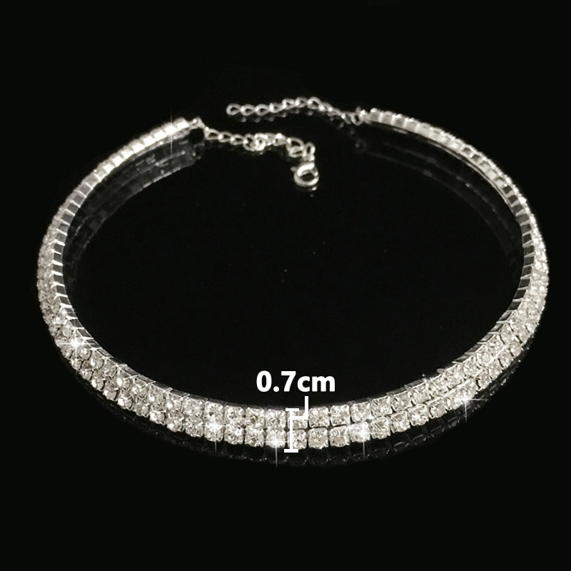 Europäischen Stil Frauen Bündeln Nacken Element Halskette Schmuck Punk Hüfte hüpfen Halsband Halskette Inlay Strass Kragen: B2-0.7cm Breite