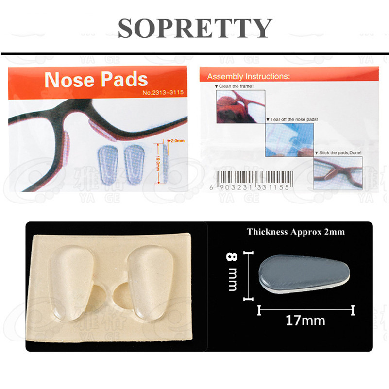 Clear Water Silicone Non-Slip Nose Pads for Glasses -Reading/Myopia/Presbyopia Glass/Goggles Stick Plate Anti-Skid Pad NP1