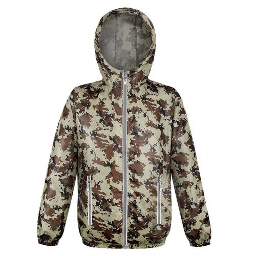 Camouflage Summer Air Cooling Fan Men Hooded Long Sleeve Jacket Working Top Coat: L