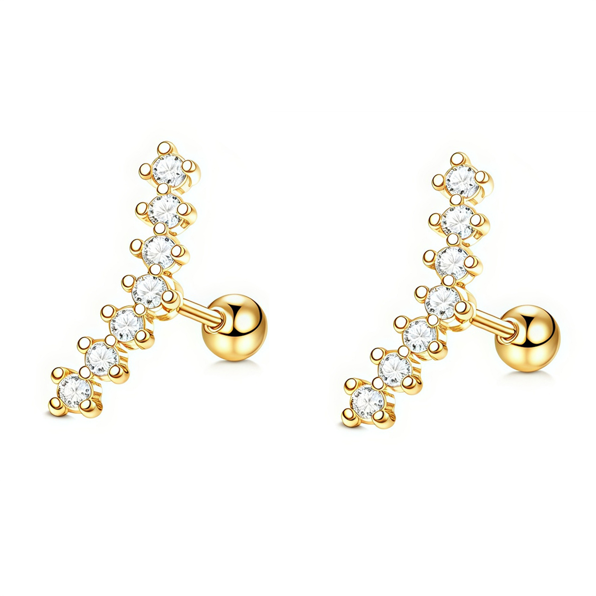 Boucles d'oreilles à vis arrière en acier inoxydable pour femmes, 2 pièces, 16G, bijoux de perçage d'oreille hélice de conque de Cartilage de Zerconie cubique: Black / Couleur or pur