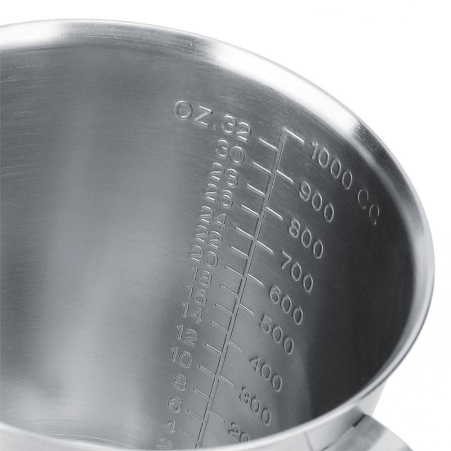 Coffee Pitcher 1000ml Stainless Steel Milk Frothing Jug Cup Coffee Milk Pitcher with Scale for Latte Art Coffee Making