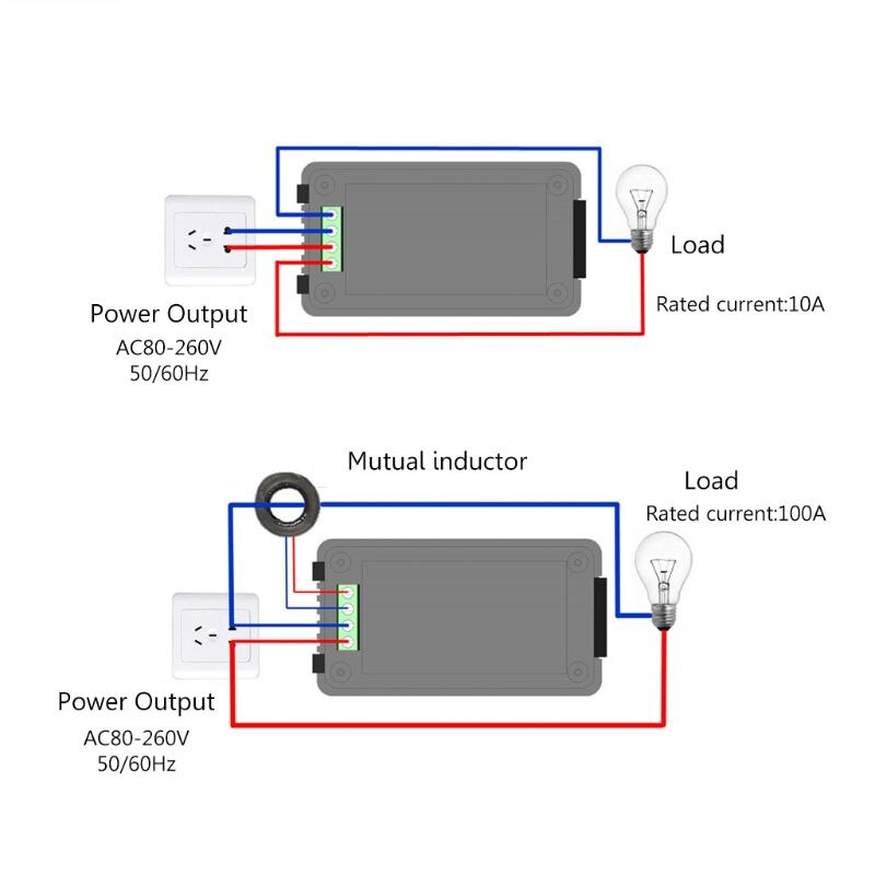 6in1 Digitale Ac 80 ~ 260V Power Energy Monitor Spanning Stroom Kwh Watt Meter 100A 28TC