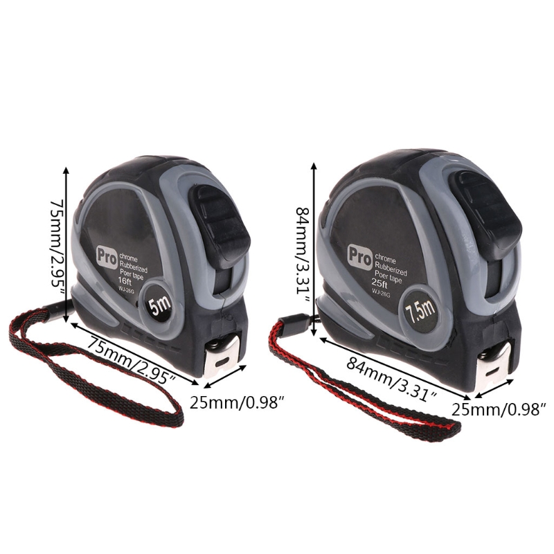 5m 7.5m Retractable Measuring Tape Measure Ruler Rubberized Metric Tape Rule