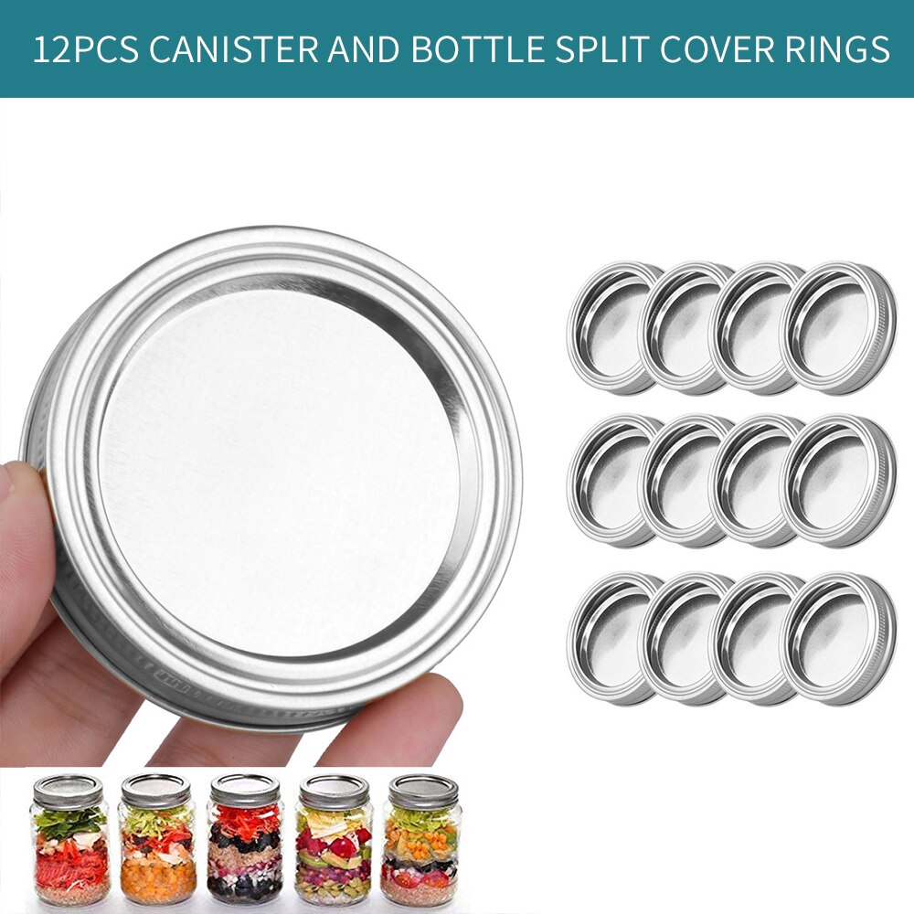 12PCS 70/86mm Mason Jar Lids with Discs Wide Mouth Canning Mug Glass Lid Stainless Steel Top Covers Rust Resistant Screw Rings