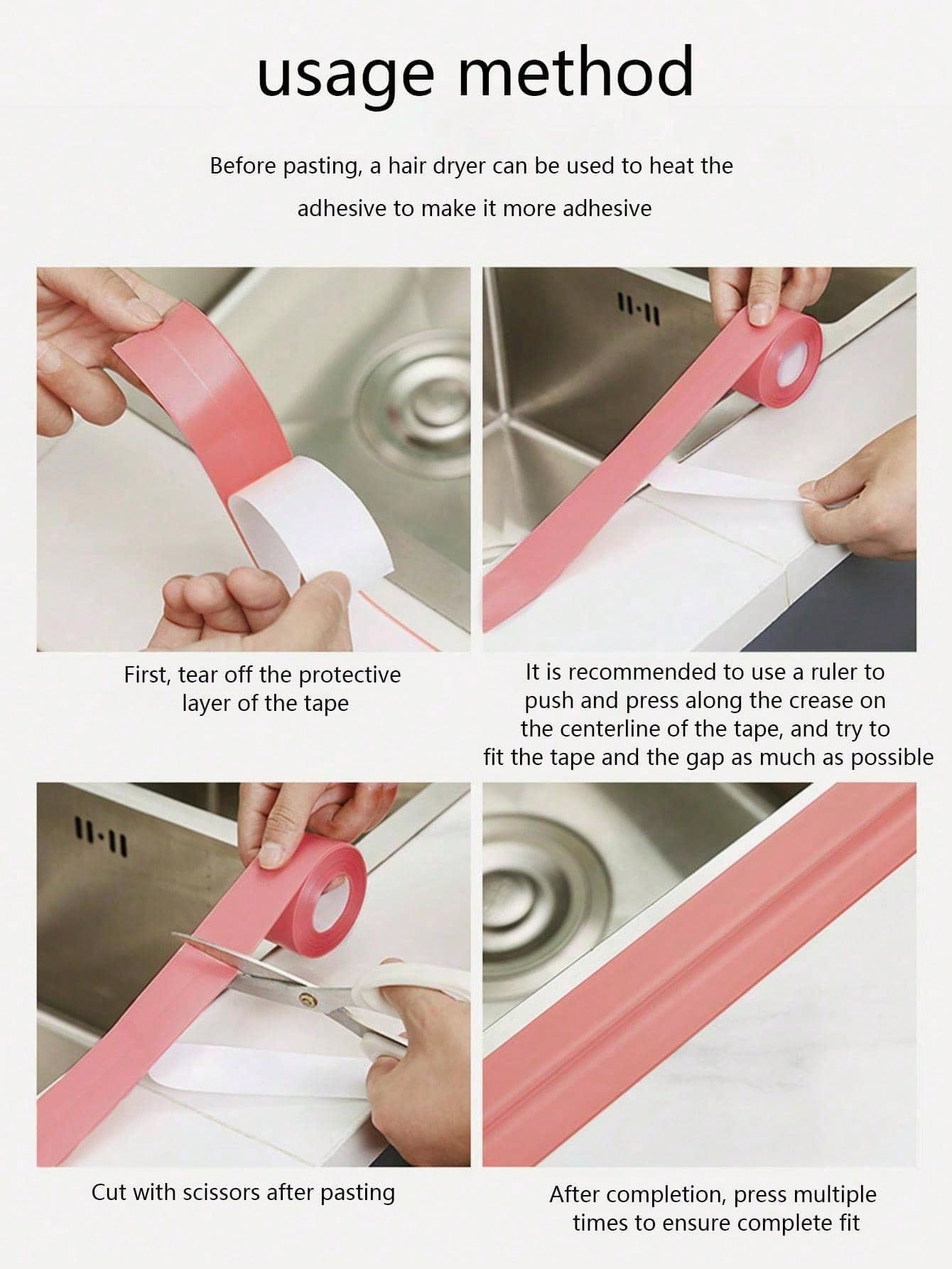 Shower Bath Sealing Tape Strips Pvc Self Adhesive Waterproof Wall Sticker for Bathroom Kitchen Seal Caulk Strip Sink Mold Proof