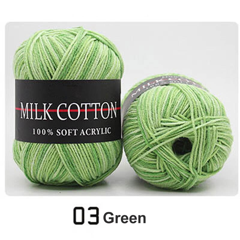 1 Piece Of 50g Milk Cotton Yarn Knitting Crochet Baby Cotton Yarn Velvet Hand-knitted Wool Crochet Scarf Hat DIY Sweater Gloves: green