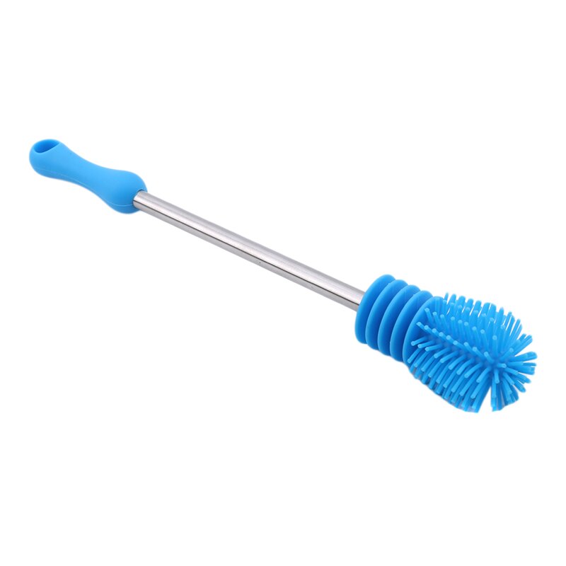 Silicone baby bottle Brush Multifunctional Long Handle Cleaning Rotary Long Handle Scrubbing Baby Milk Bottle Brush Cleaner: blue