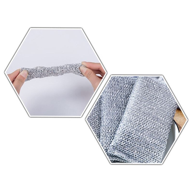 3Pcs/Set Kitchen Scrubbing Sponge Steel Wire Dish Brush Cleaner Scouring Pads