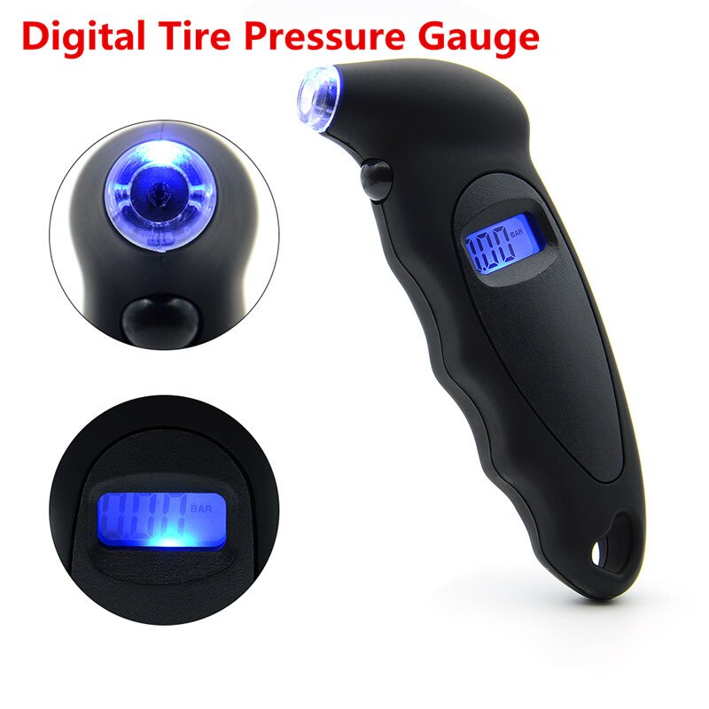 Mini Keychain Portable Digital LCD 2-150 PSI Tire Tyre Wheel Air Pressure Gauge Tester Procession Tool Tire pressure monitor: Tire Pressure Black