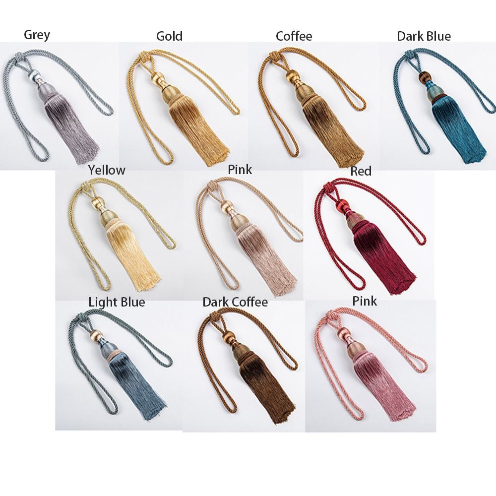 No Installation Curtain Tassels Tieback Polyester Yarn Punch-free Tassel Curtain Ties Gold Wire Hanging Ball Multicolor