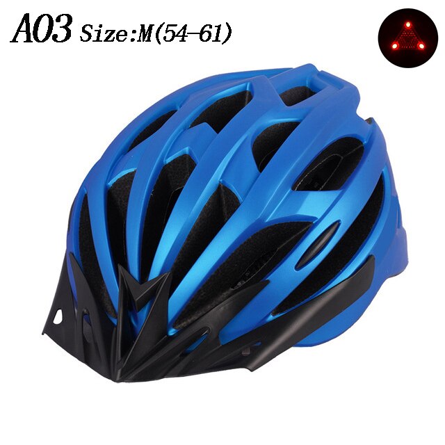 NEUE Fahrrad Helm LED Licht Wiederaufladbare Intergrally-geformt Radfahren Helm Berg Straße Fahrrad Helm Sport Sicher Hütte Für Mann: A03 Blau