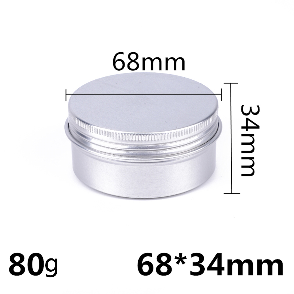 Boîte ronde vide en aluminium Portable, boîtes en métal et étain, bricolage crème argent, boîtier en aluminium, 5/10/15/20/30/50/60/80/100/110/150/200g
