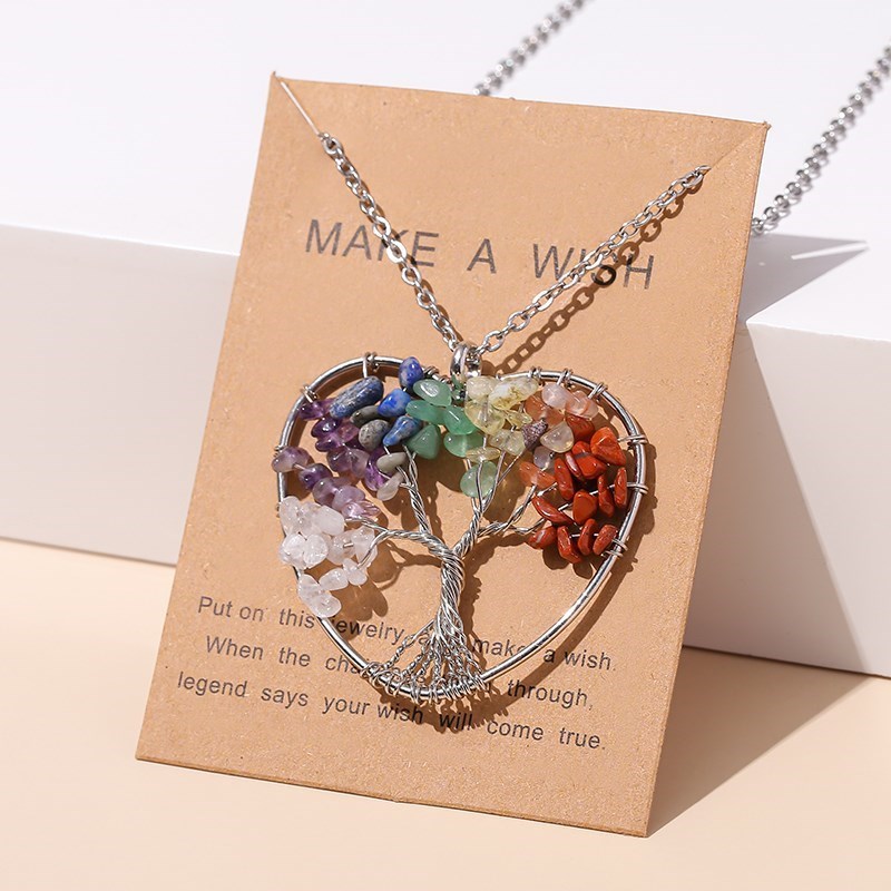 Verander Beter Goud Zilveren Kleur Ketting 7 Chakra Boom Van Het Leven Hanger Halsketting Vrouwen Mannen Roestvrij Staal HandmadeHealing Sieraden