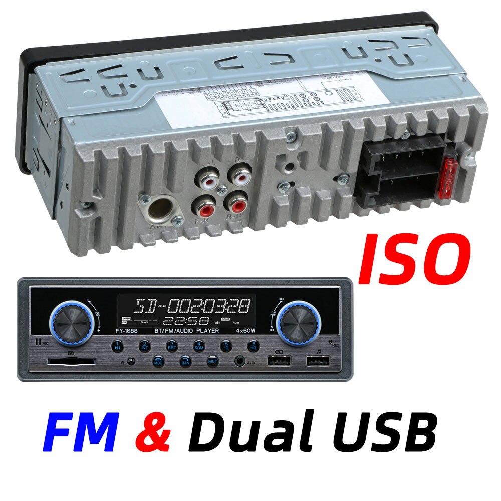 Dual Usb Auto Multimedia Speler Autoradio Coche Rds Bluetooth Aux Stereo Audio MP3 Radio Para Auto Elektronica Autoradio 1 din: FY-1688T-FM-ISO