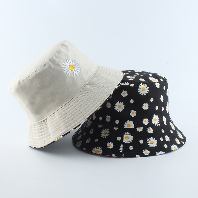 Zomer Bloem Emmer Hoeden Vrouwen Mode Katoen Strand Zon Hoeden Omkeerbaar Bob Chapeau Femme Bloemen Panama Hoed Visser Hoed: beige MJ